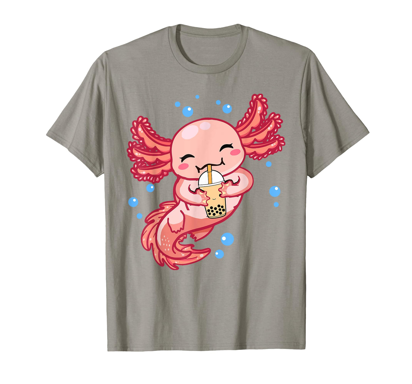 Cute Anime Axolotl Boba Bubble Tea Kids Girls Women Kawaii T-Shirt