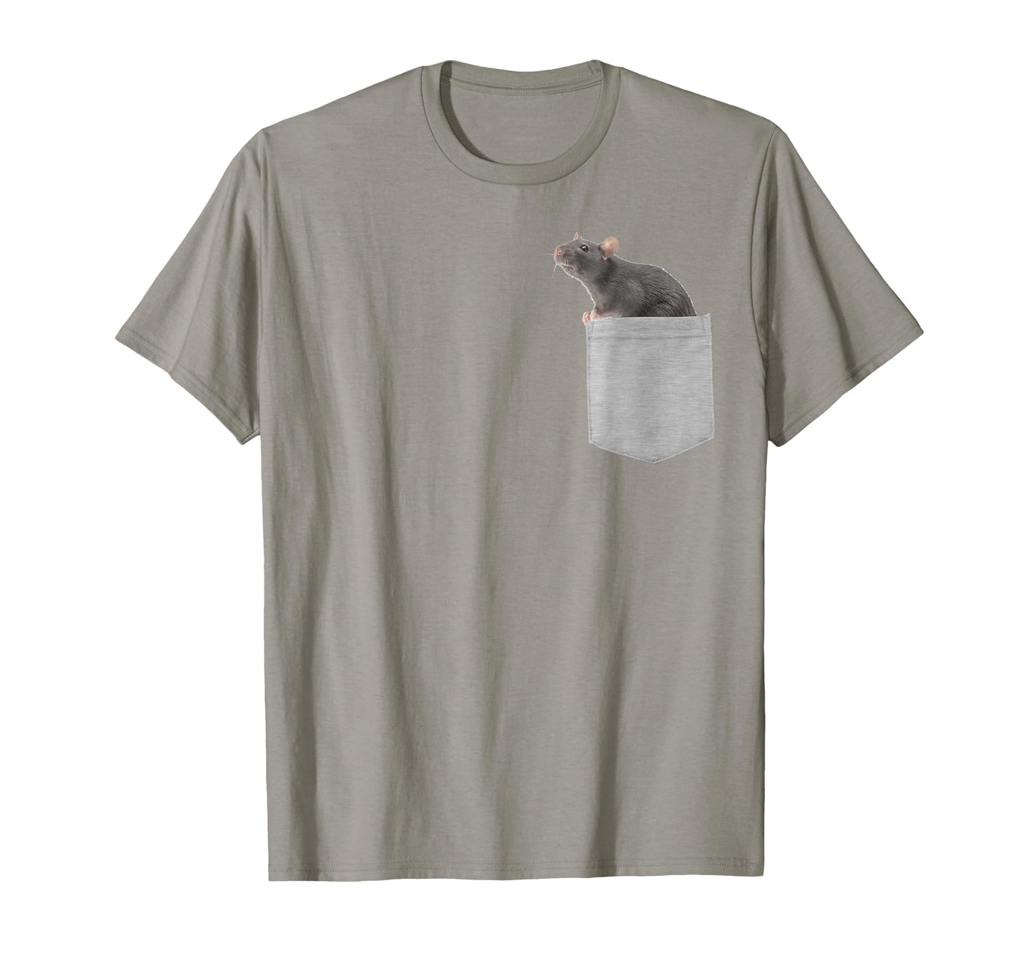 Animal in Your Pocket Rat T-Shirt - Grey - Small - Boys - Unisex - Short Sleeve - Cotton & Polyester Blend - Classic Fit - Cartoon Rat Design - All Occasions - Adult Size