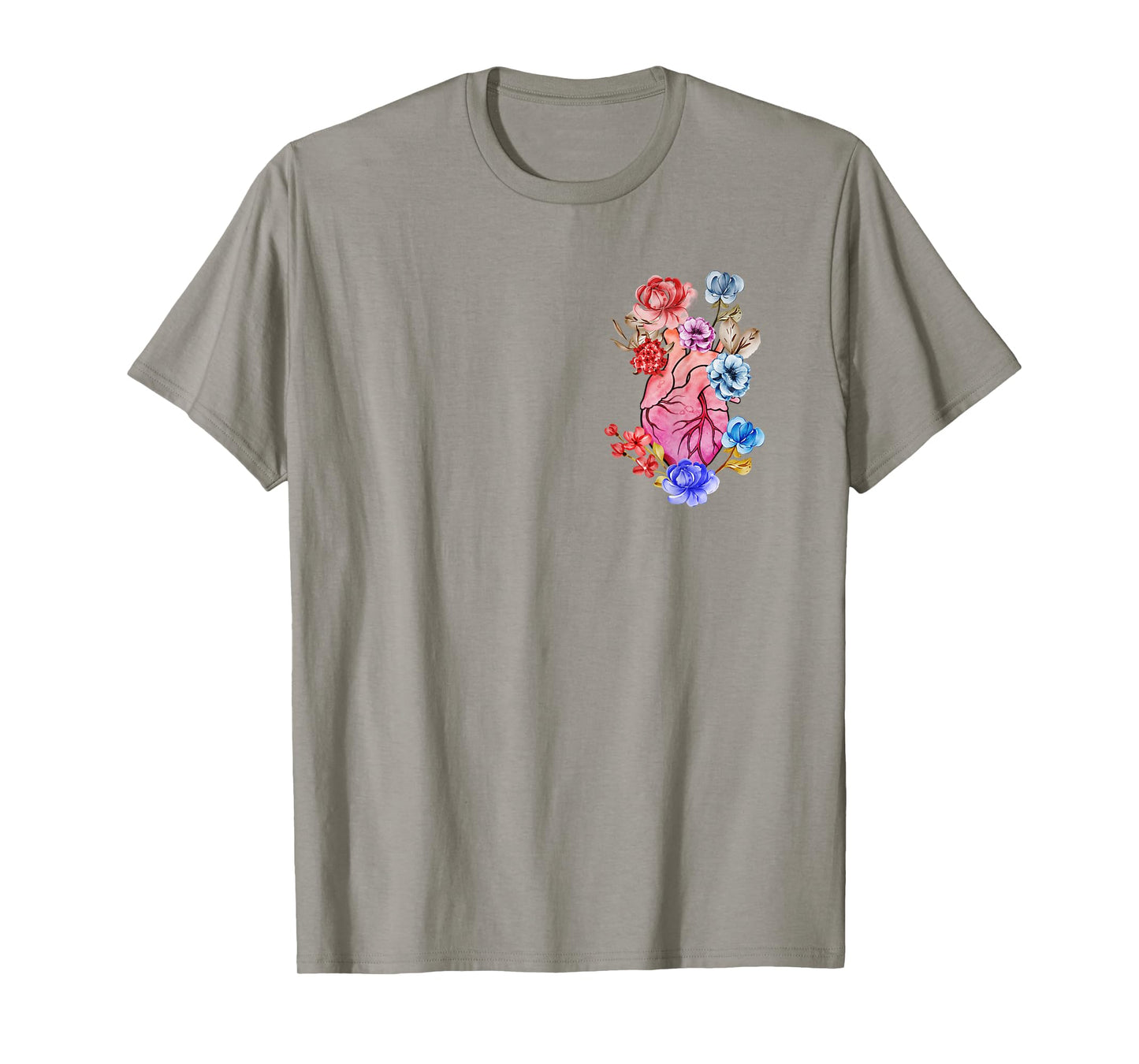 Anatomical Heart Human Heart Anatomy Flowers Floral T-Shirt