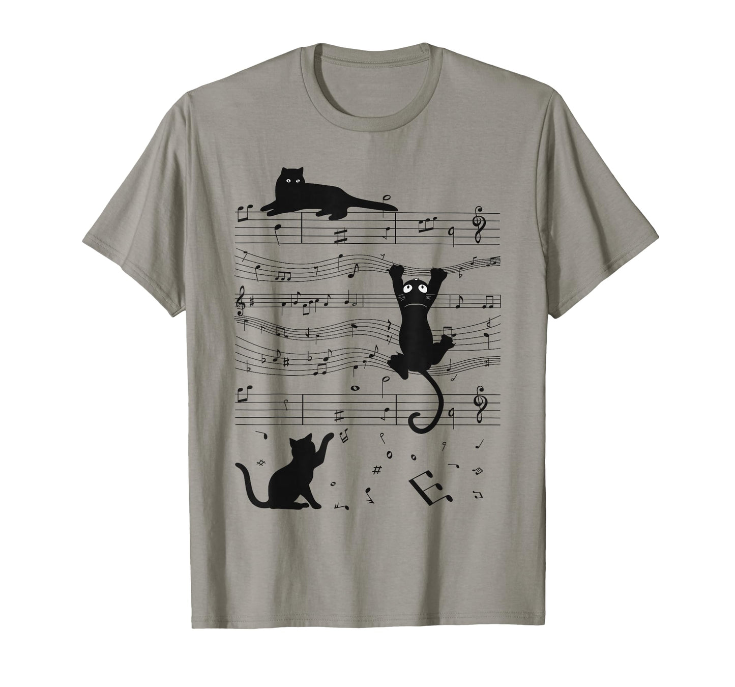 Cute Cat Kitty Playing Music Clef Piano Musician Art Funny T-Shirt