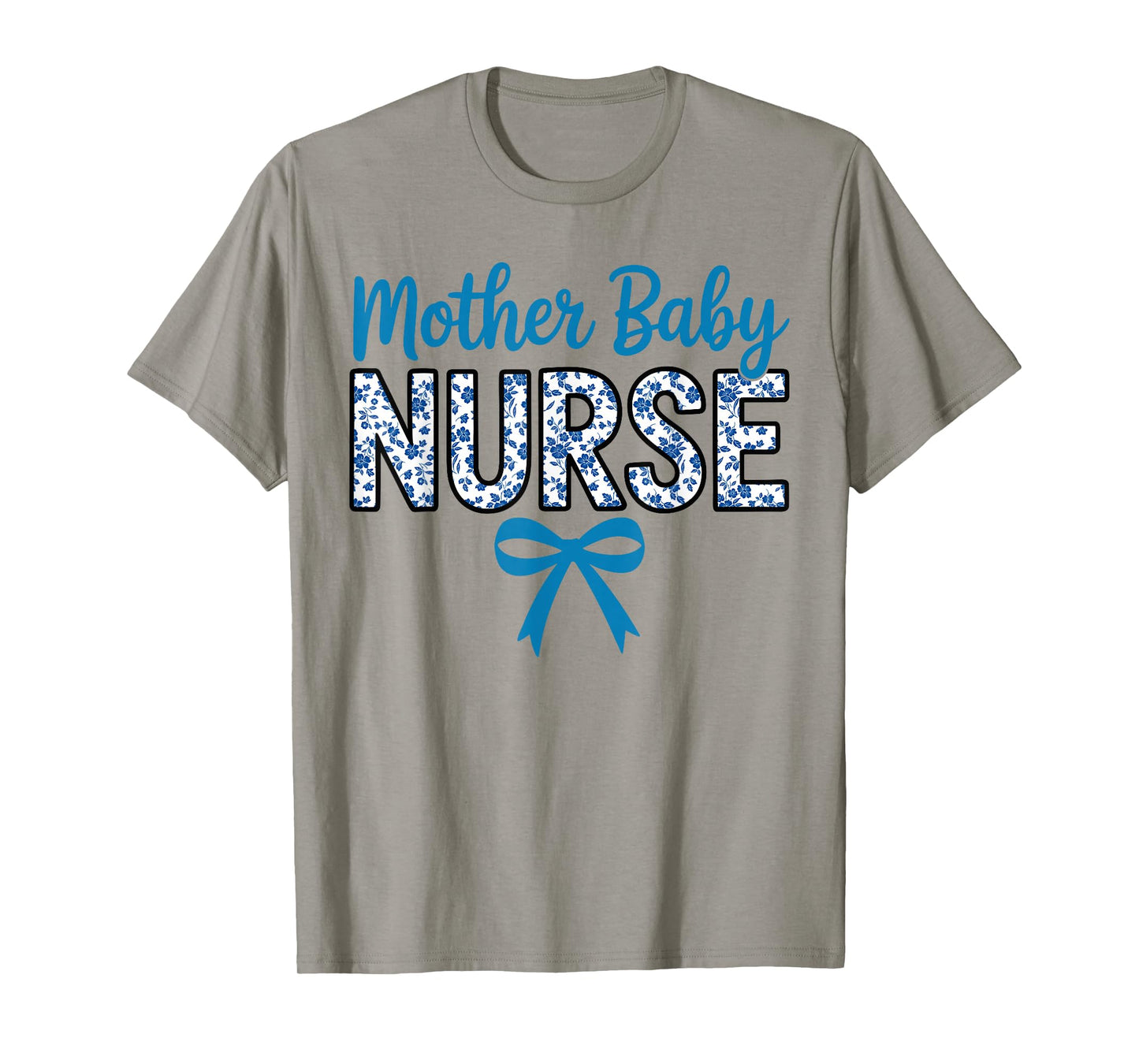 Cute Nurse Coquette Blue Bow Postpartum Nurse Mother Baby T-Shirt