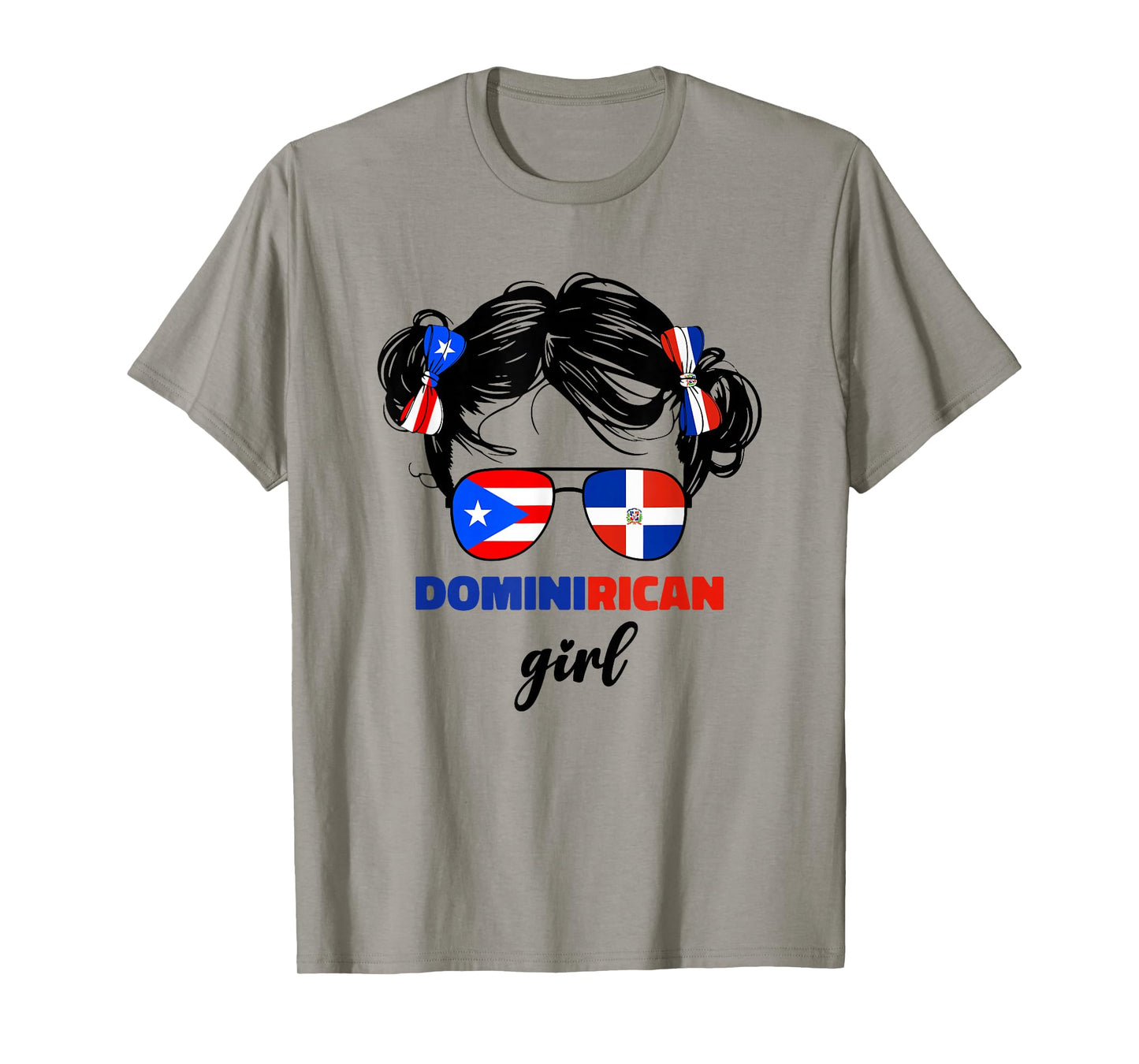 DominiRican Girl Kids Dominican and Puerto Rican Rico Flag T-Shirt