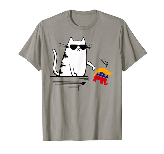 Cool Cat Harris Walz Knock Over Trump Elephant Hair Yard T-Shirt