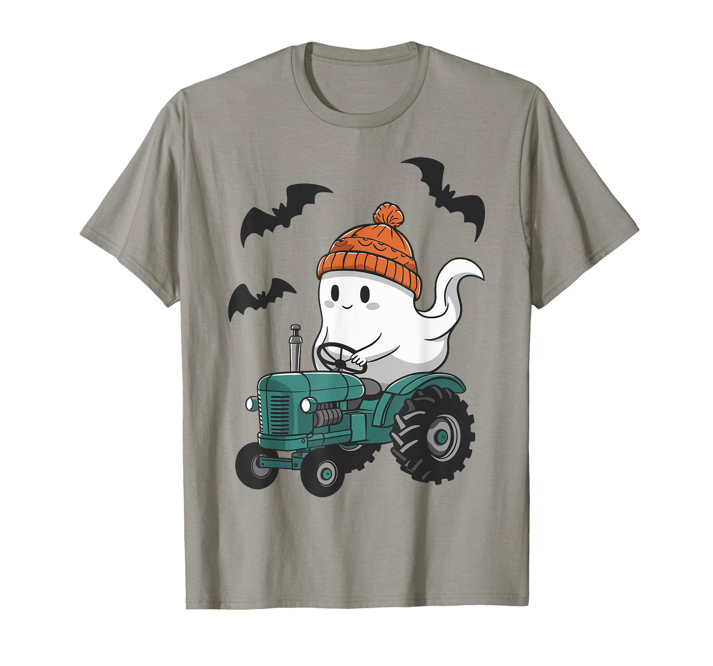 Cute Ghost Riding Tractor Lovers Spooky Halloween Farmer T-Shirt