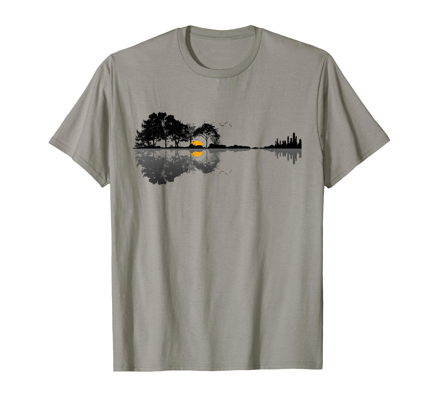 Retro Guitar T Shirt Lake Shadow Love Gitarre T-Shirt T-Shirt