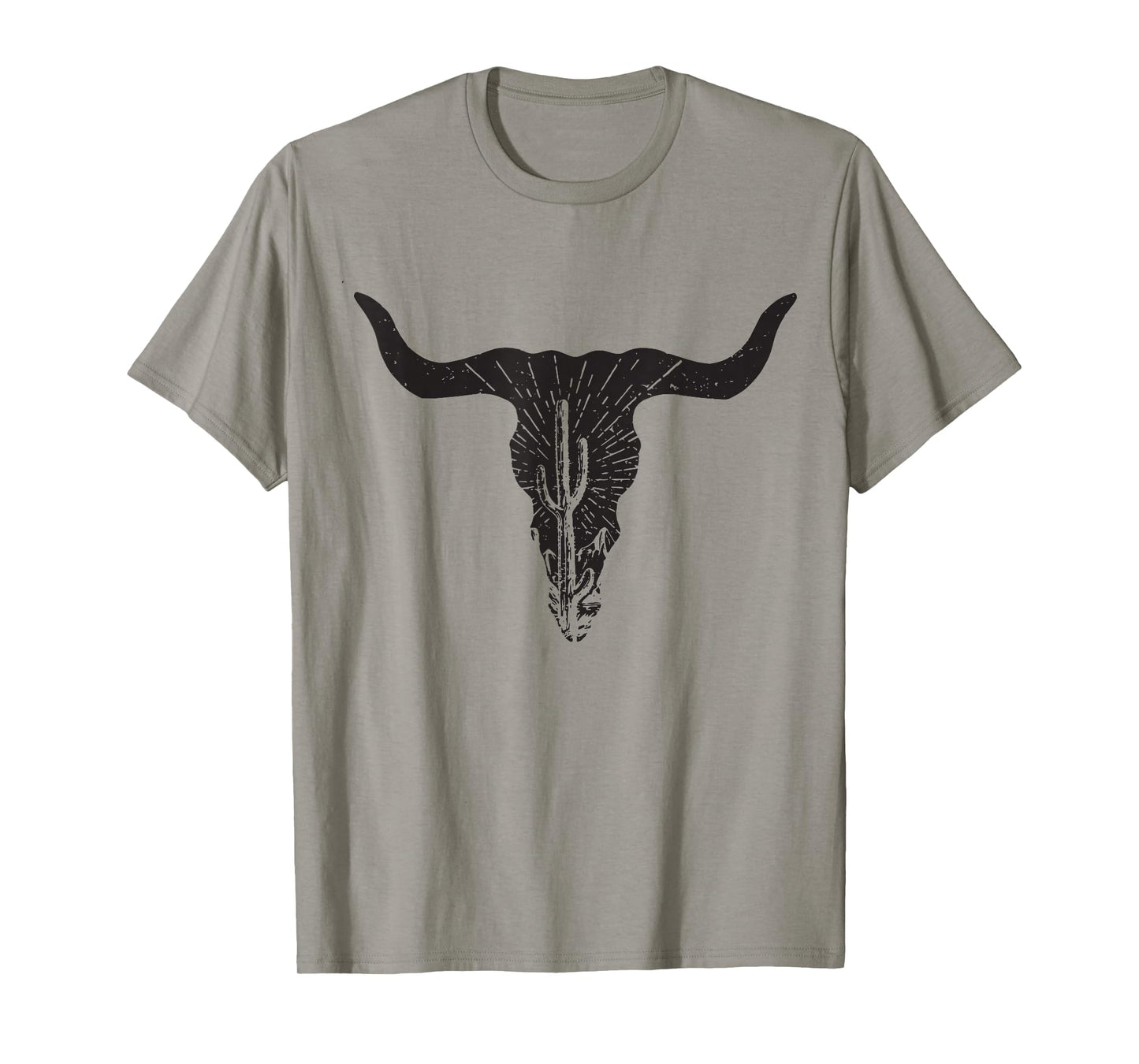 Cow Skull Desert Cactus Boho Longhorn South Western Country T-Shirt