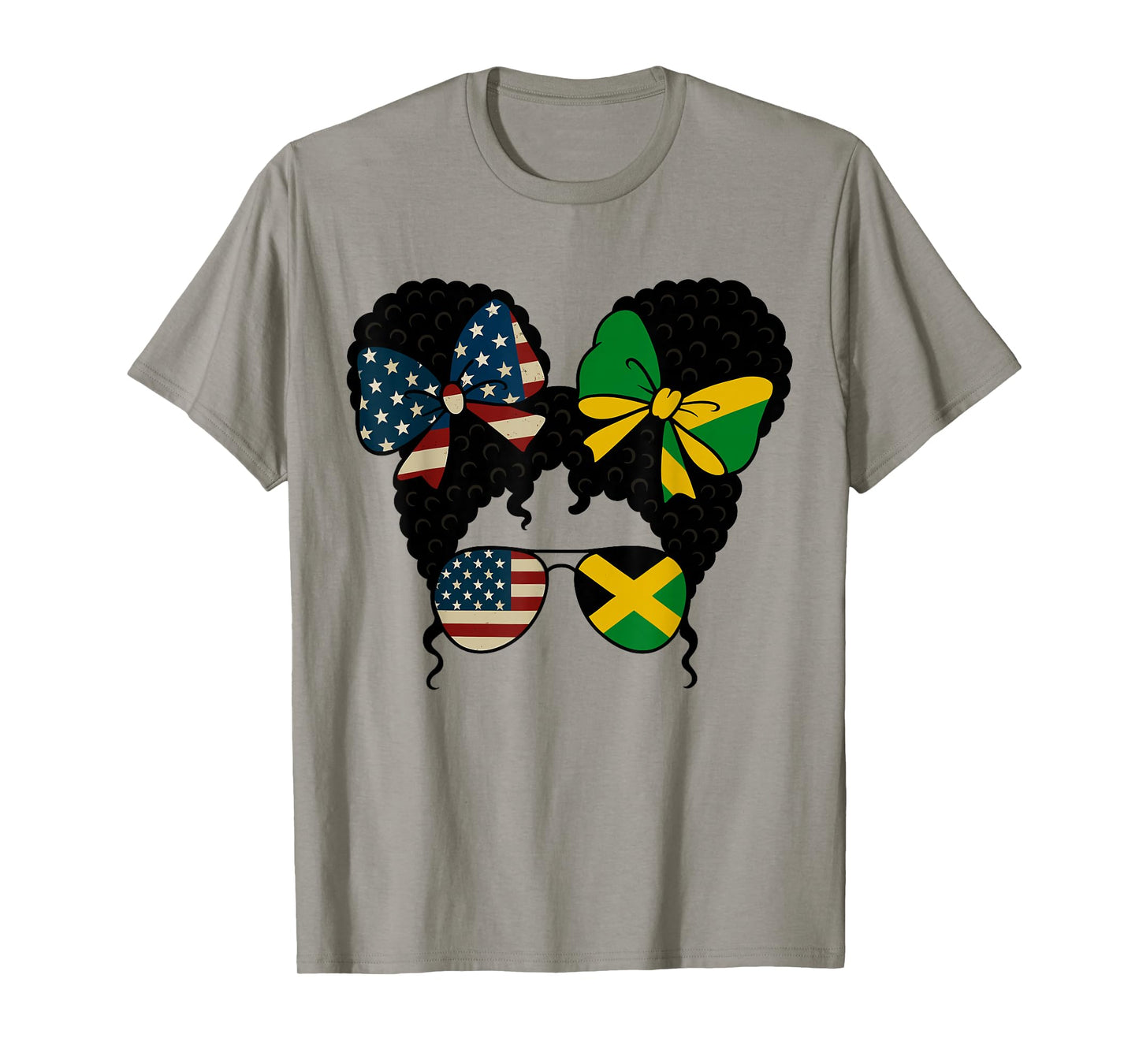 Half American Jamaican Girl Afro Hair USA Jamaica Flag T-Shirt