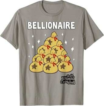 Animal Crossing New Leaf Bellionaire T-Shirt, Grey, Small