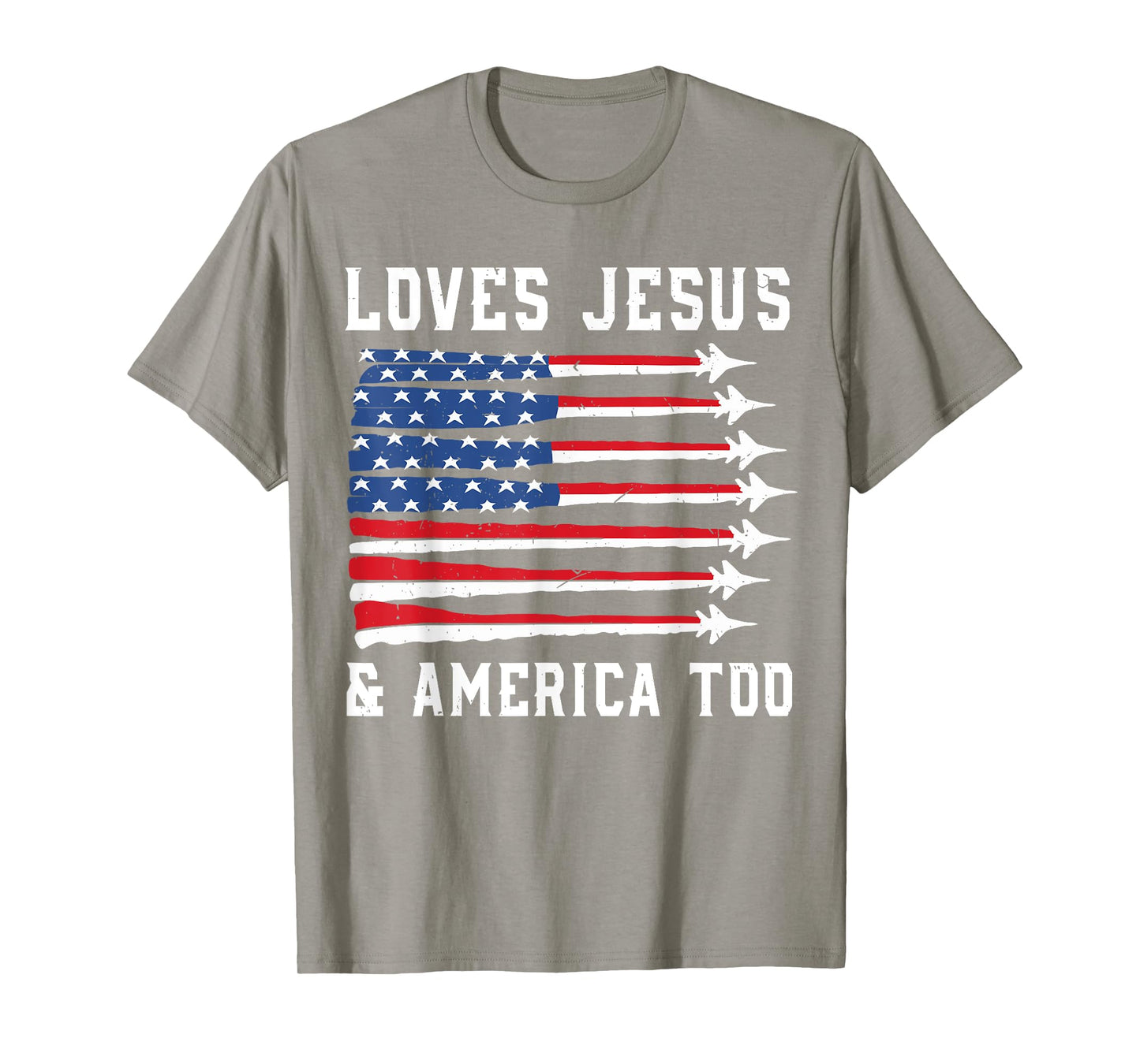 Toddler Boy Loves Jesus & America Too 4th july Jet Fighter T-Shirt