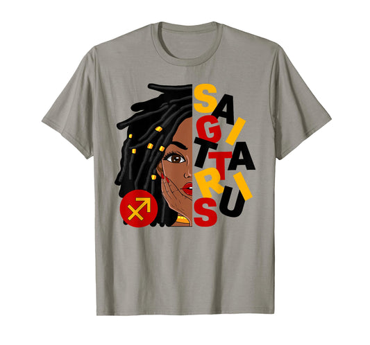 Sagittarius Queen African American Loc'd Woman Girl Zodiac T-Shirt