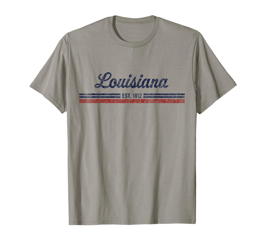 Louisiana T-Shirt Vintage American Flag Retro Design Tee T-Shirt