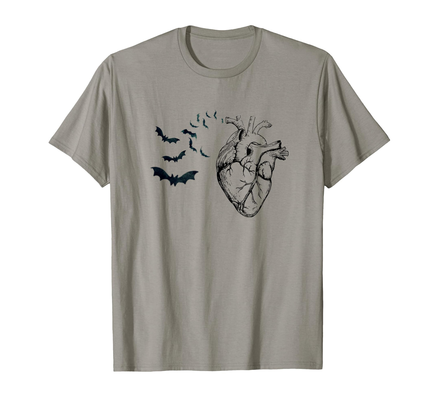 Cool Anatomical Heart With Bats Halloween Cardiac Anatomy T-Shirt