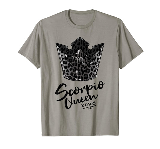 Scorpio Queen with Black Leopard Cheetah Pattern Crown T-Shirt