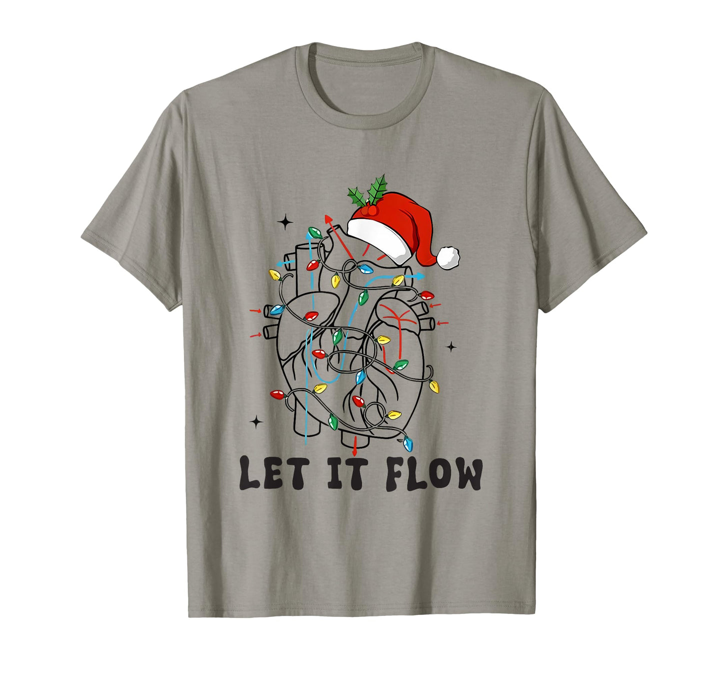 Christmas Cardiac Nurse Heart Anatomy Cath Lab CVICU Cv Icu T-Shirt