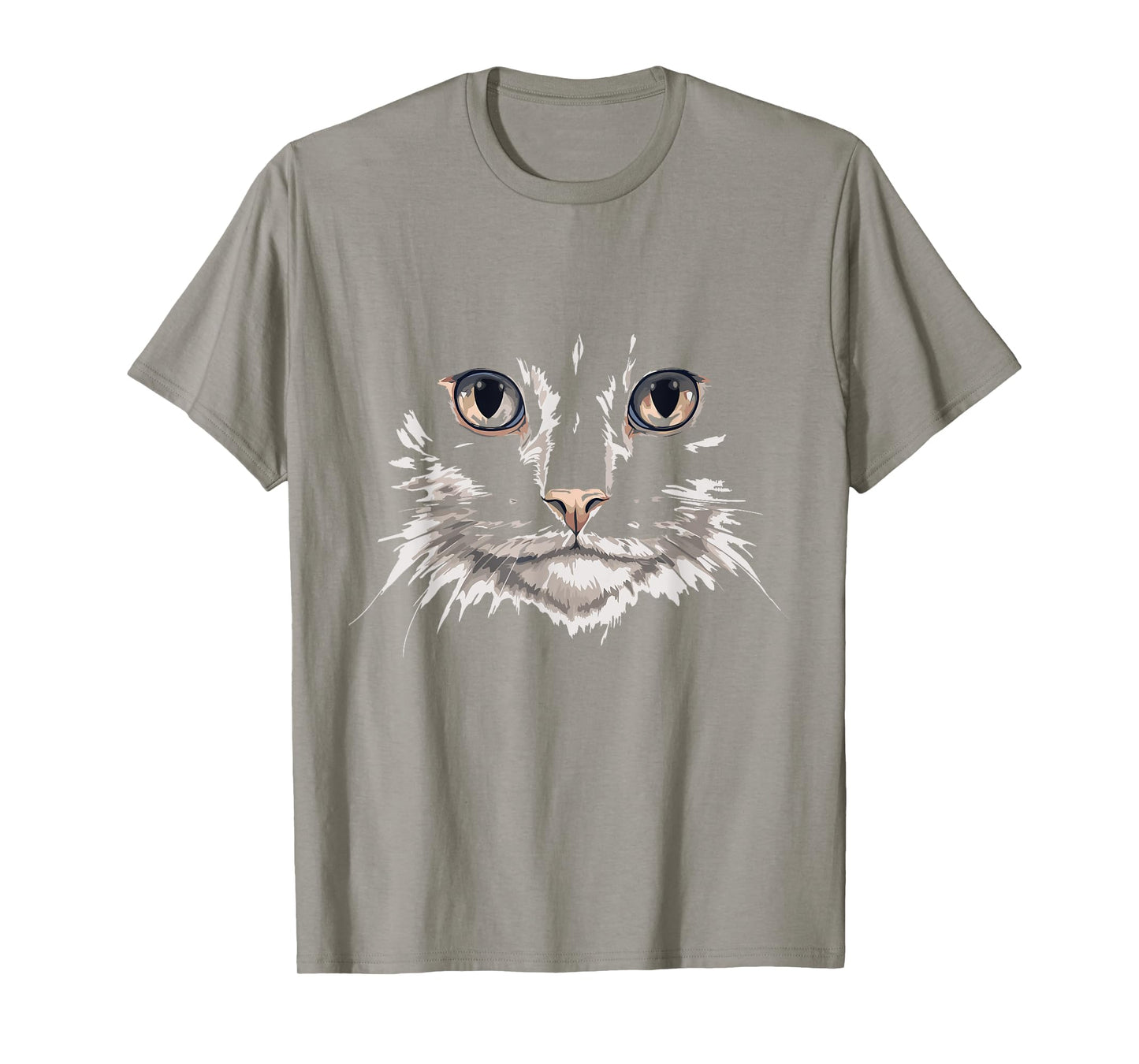 Realistic White Cat Face Cat Lover Graphic T-Shirt