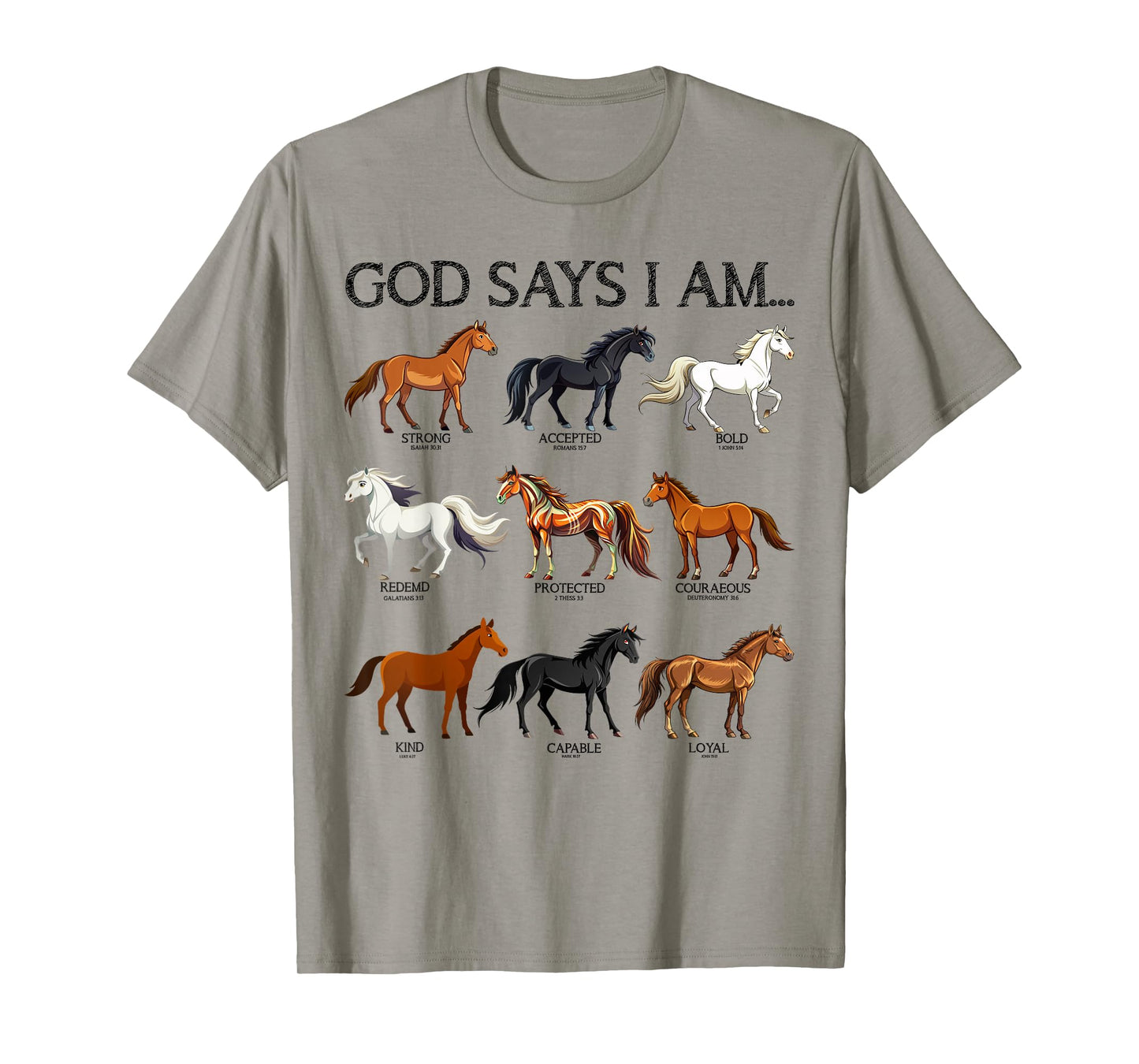 Horses God Says I Am Christian Girl Teen Bible Verse Jesus T-Shirt