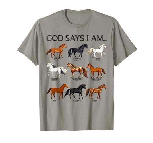 Horses God Says I Am Christian Girl Teen Bible Verse Jesus T-Shirt