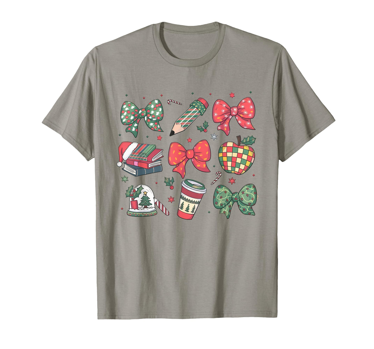 Coquette Bow Teacher Christmas Elementary School Xmas Winter T-Shirt