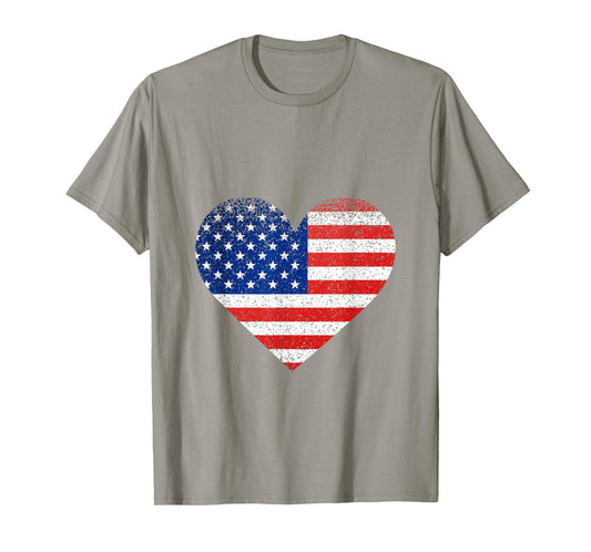 American Flag Heart 4th Of July Fourth 4th of July American T-Shirt for Women Kids Men
