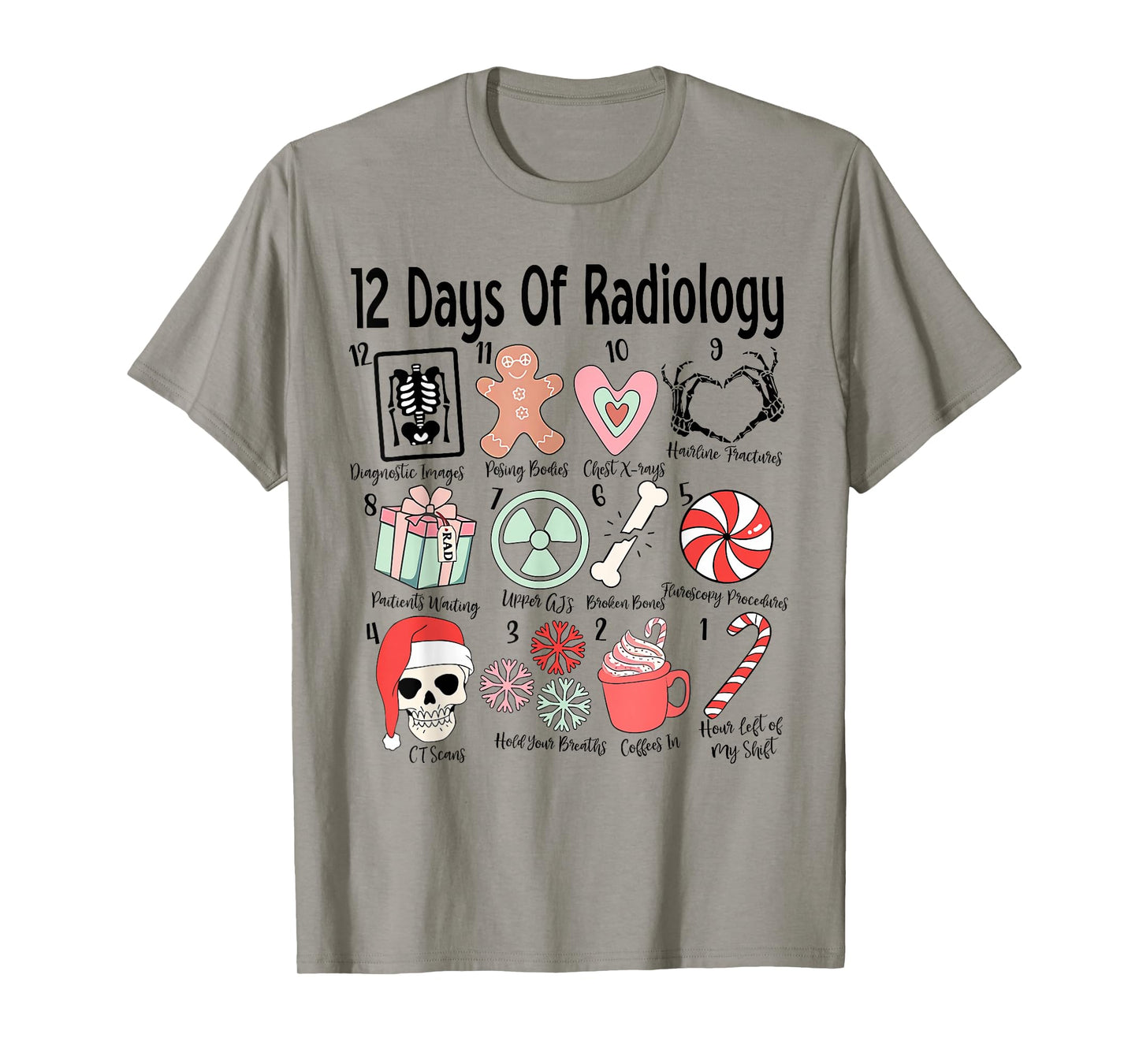 Christmas 12 Days of CT Technologist CAT Scan Radiology Xmas T-Shirt