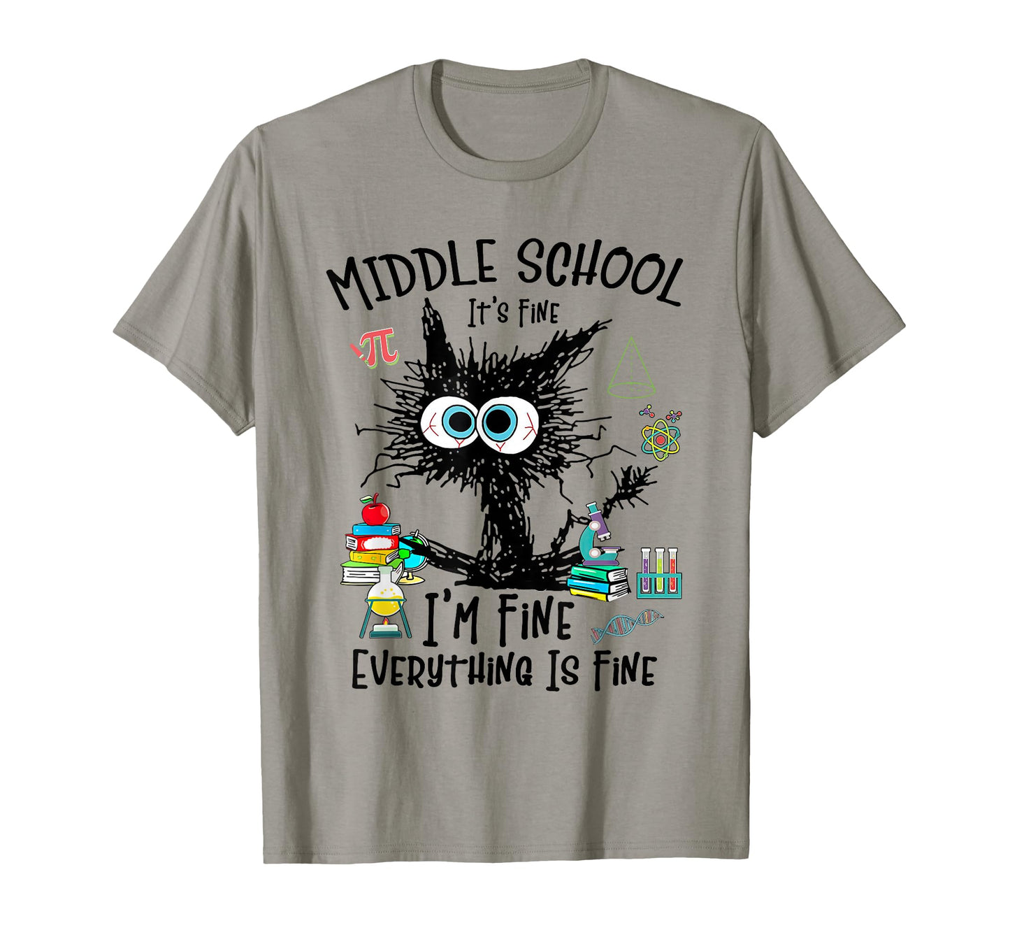 Middle School Teacher Student Back To School Funny Cat Lover T-Shirt