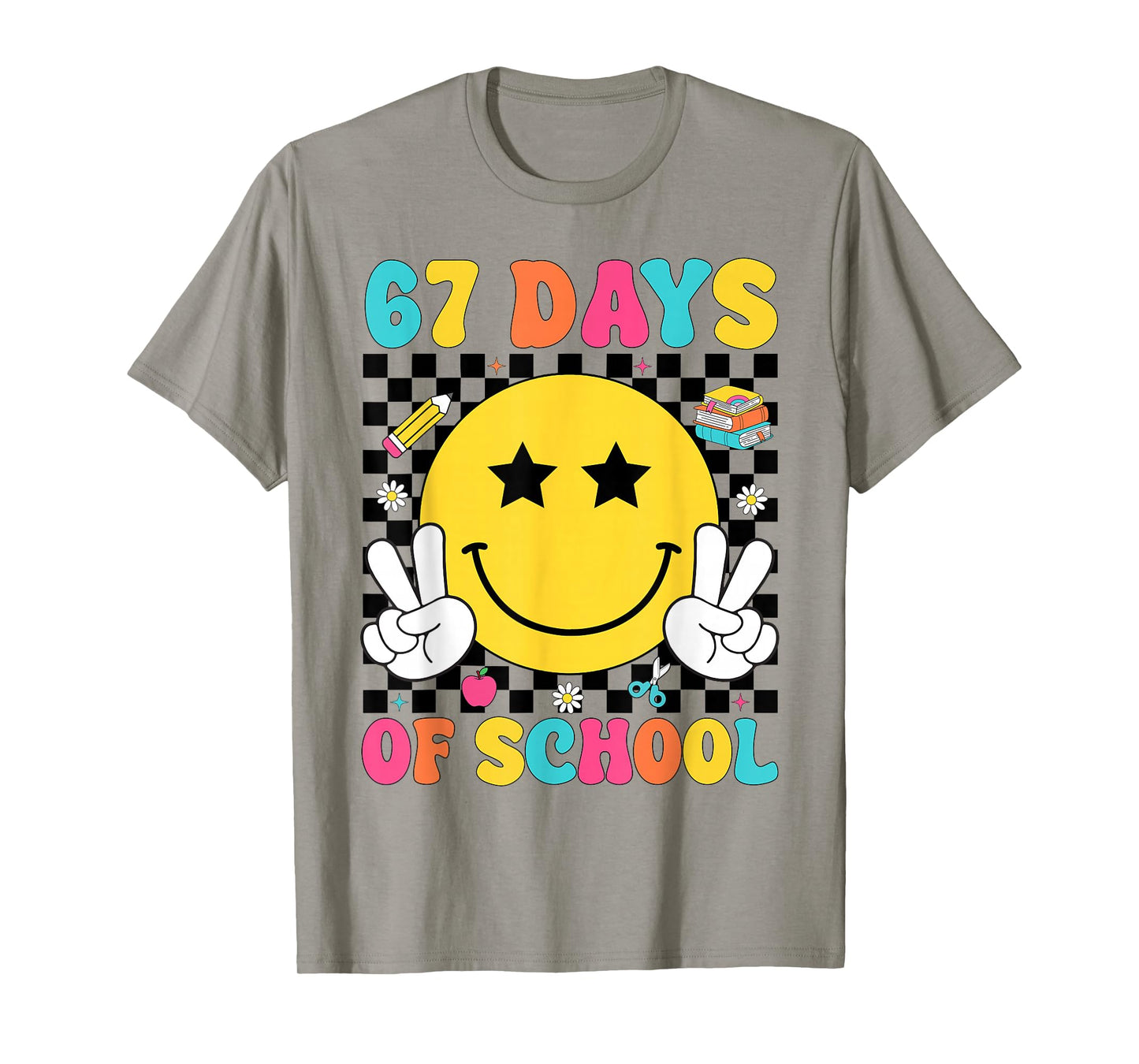 67 Days of School Retro Smile Teacher Kids Six Seven 67 Meme T-Shirt