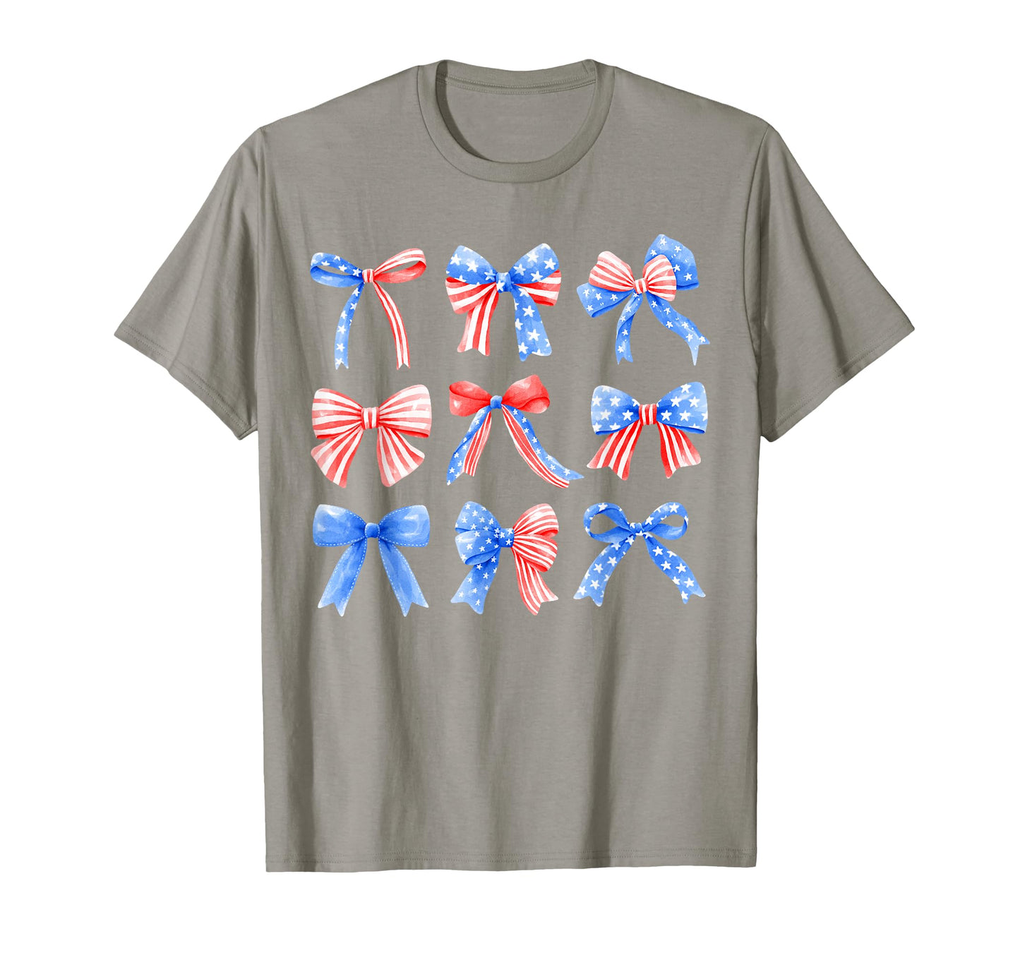 Coquette Bows Red White Blue USA Flag 4th of July Women Girl T-Shirt