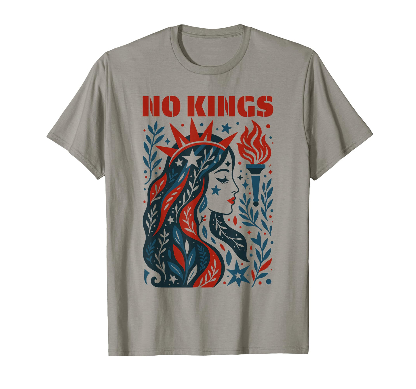 No Kings Retro Patriotic Woman Liberty Art 4th of July T-Shirt