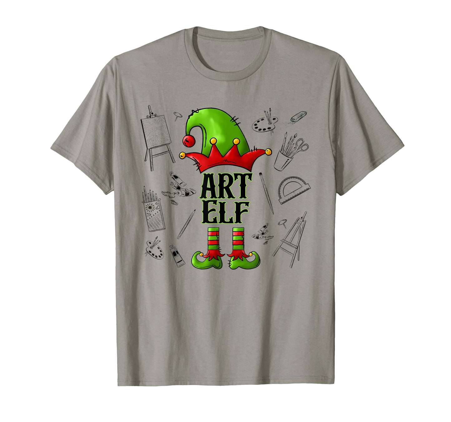 Art Elf Christmas Pajama Merry Christmas Art Teacher T-Shirt for Men Women Kids