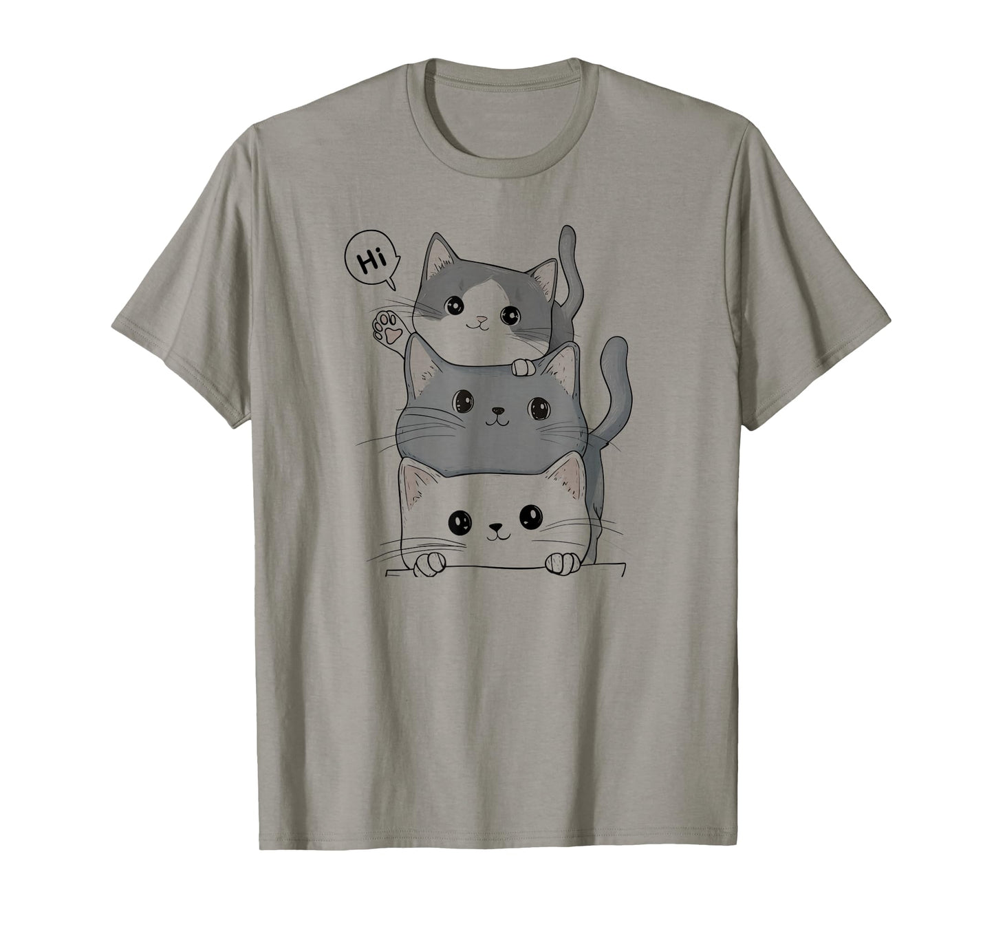 3 Funny Cats Cute Drawing Women Men Girl Boy Cat T-Shirt