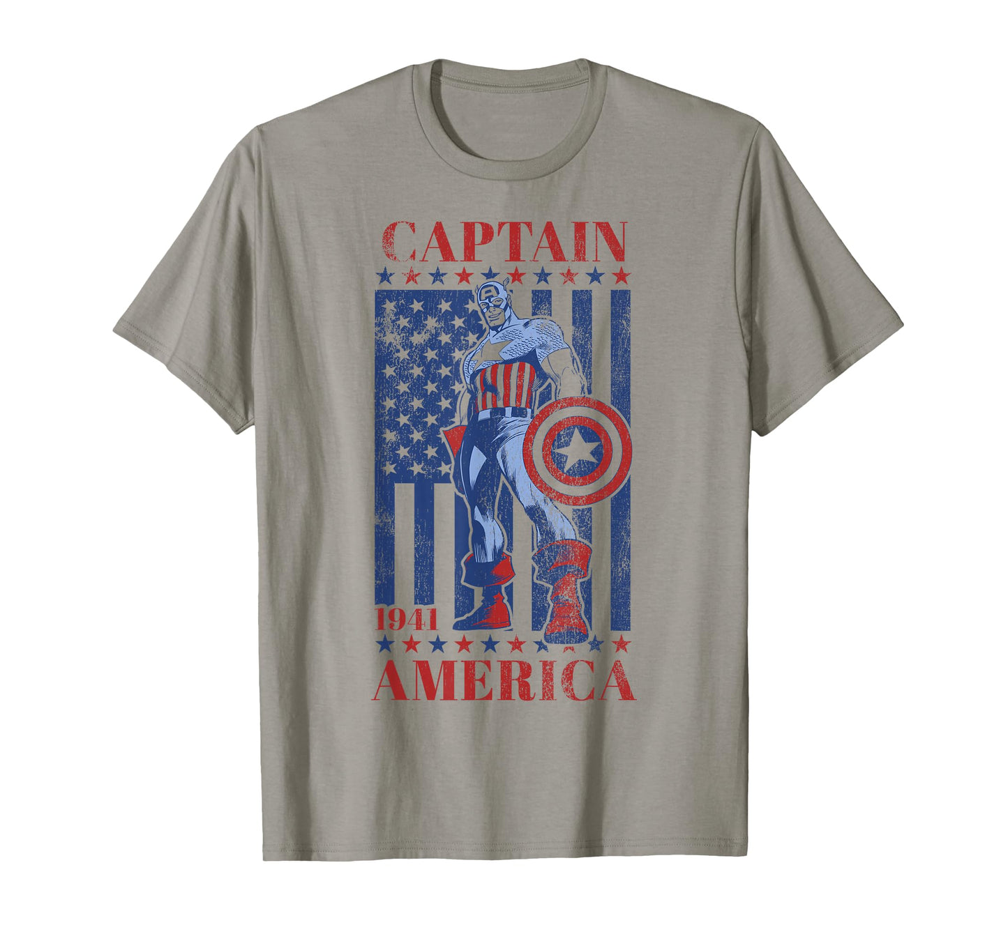 Marvel Captain America Vintage Flag 1941 Graphic T-Shirt T-Shirt