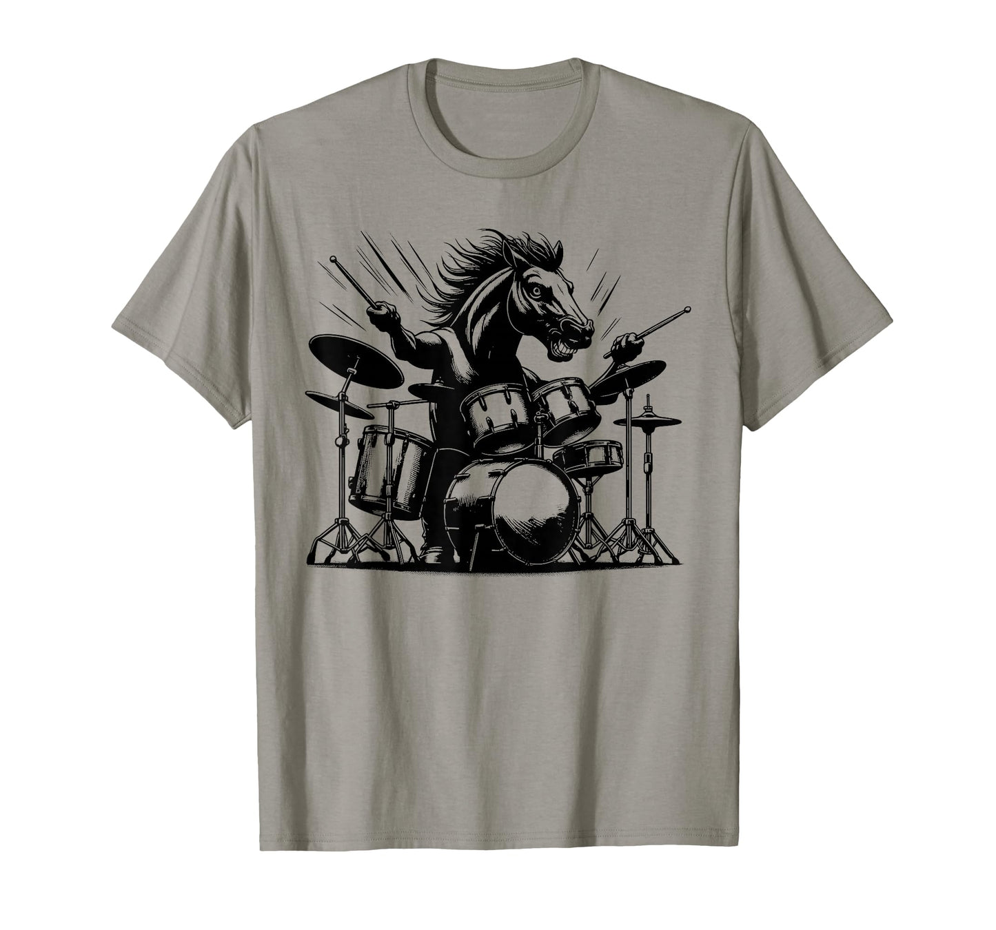 Drumming Horse Drummer Drums Music Rock Band T-Shirt
