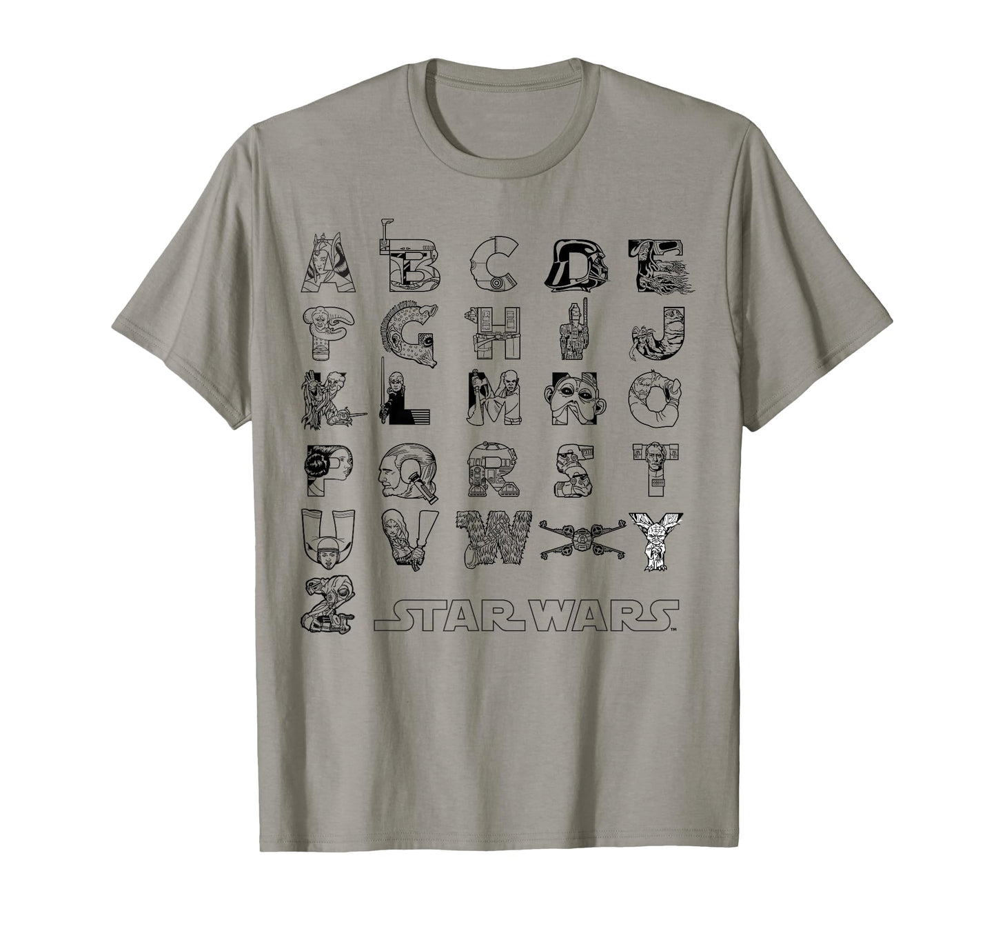 Star Wars In An Alphabet Far, Far Away Characters T-Shirt T-Shirt