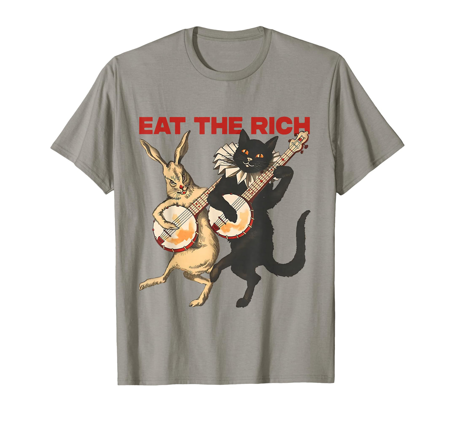 Eat The Rich Banjo Cat Bunny Anti Capitalist Socialist T-Shirt