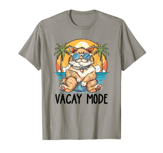 Cute Funny Cat Lover Vacay Mode On Summer Meowy Cat T-Shirt