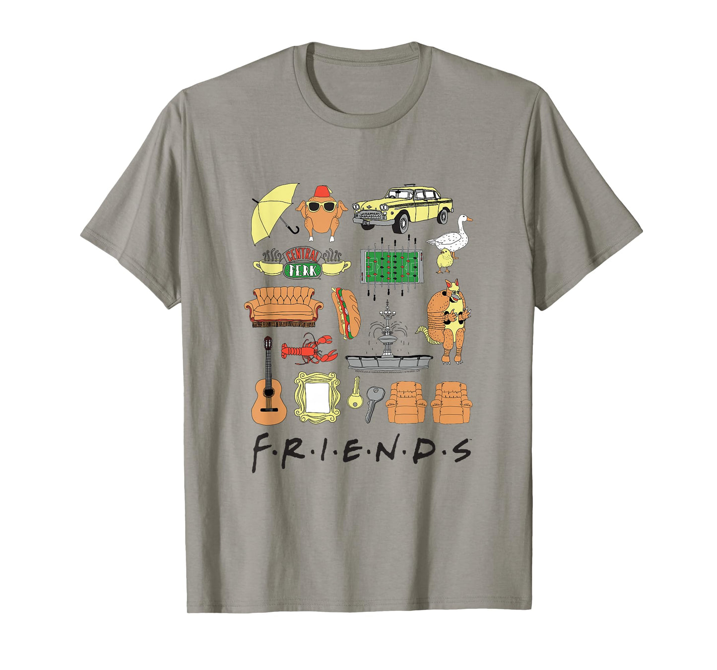 Friends Hand Drawn Icon Collage TV Show T-Shirt