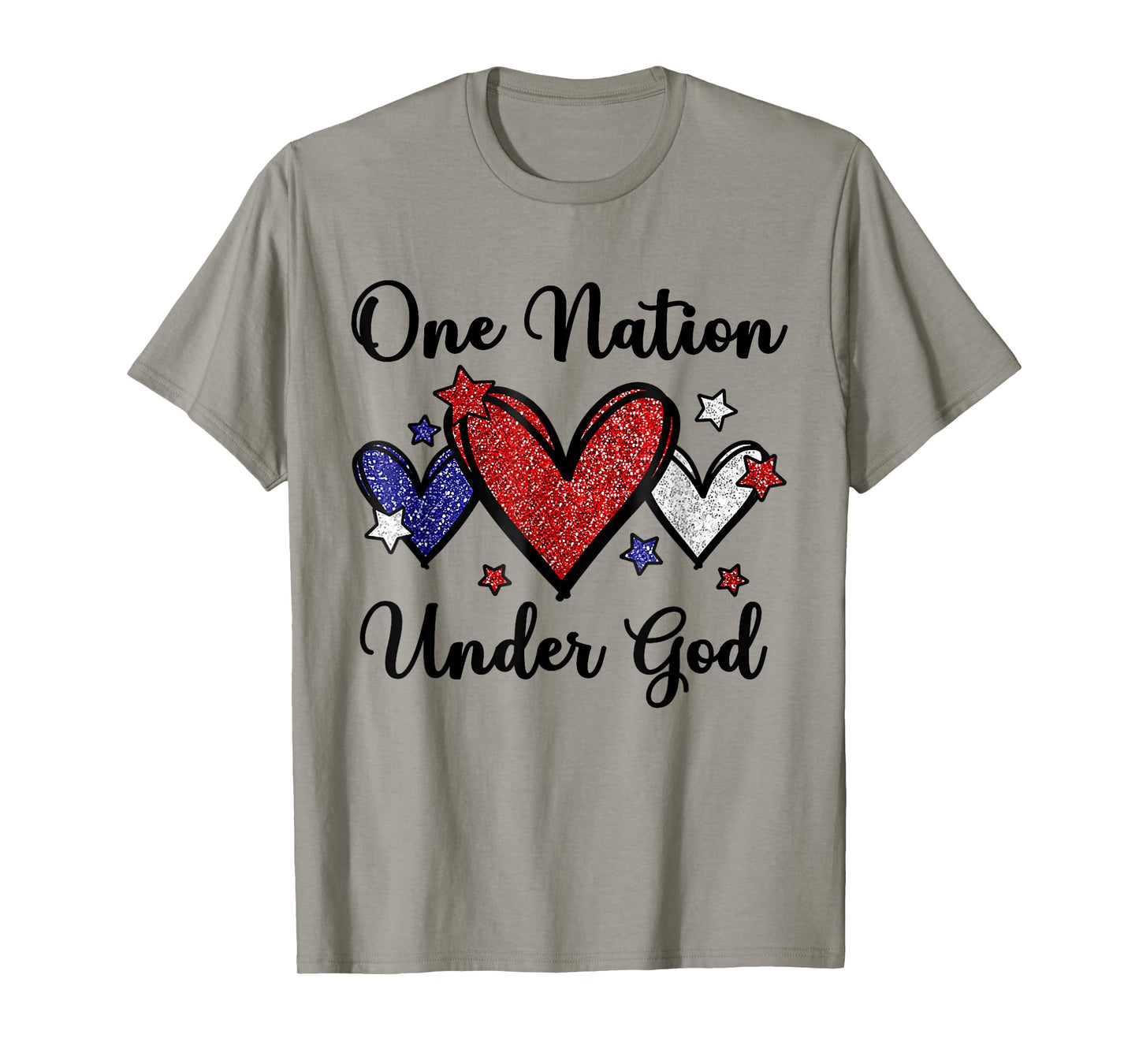 One Nation Under God Heart 4th Of July Patriotic Christian T-Shirt for Women Men