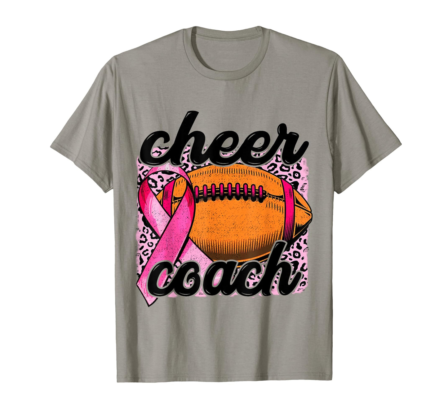 Cheer Coach Breast Cancer Football Pink Ribbon Awareness T-Shirt
