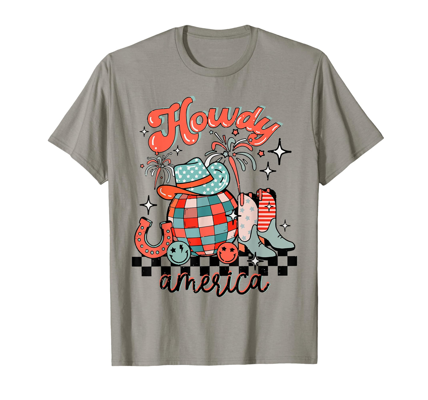 Retro Howdy 4th Of July Western Patriotic America Flag Women T-Shirt