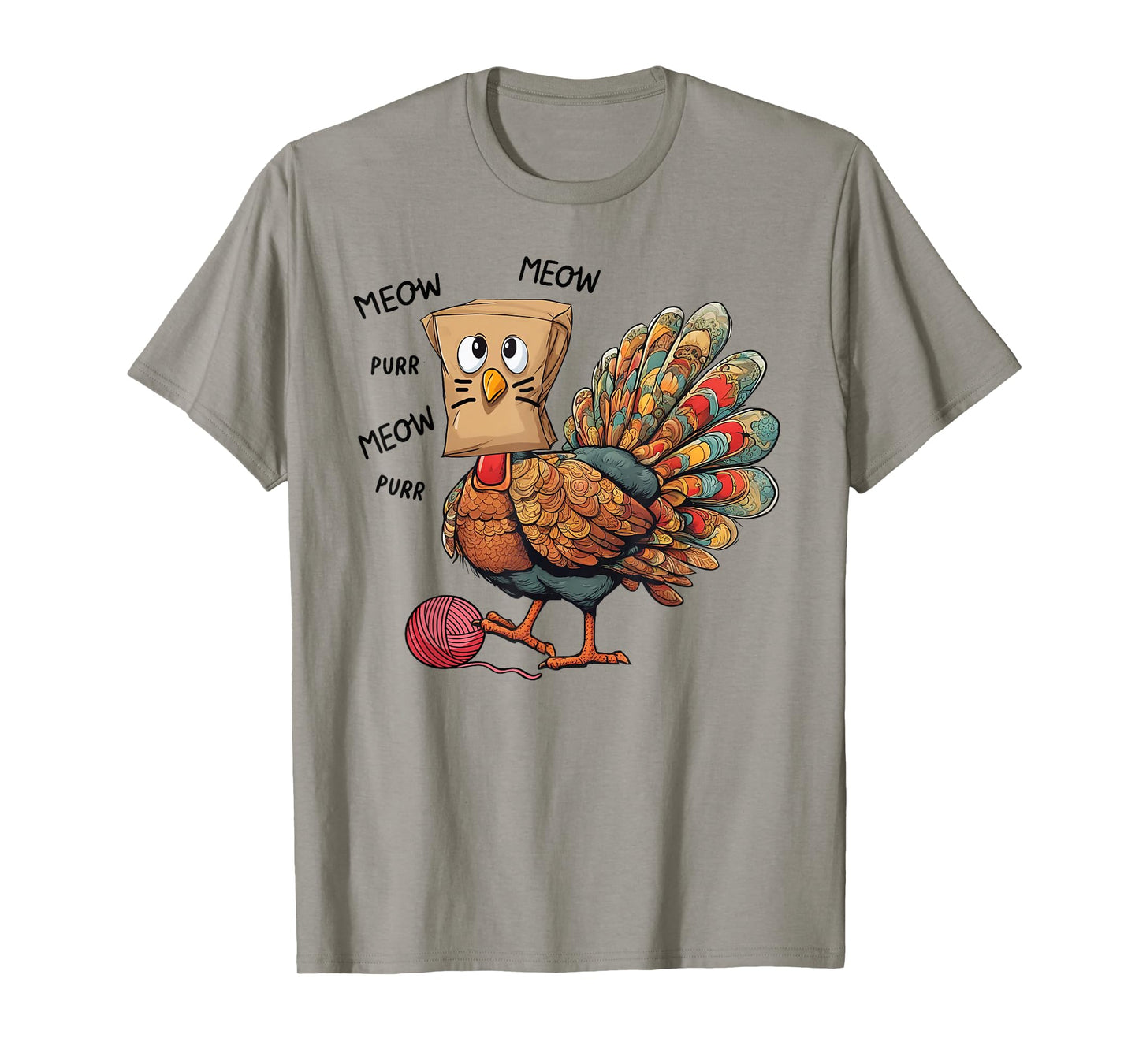 Thanksgiving Turkey Meow I'm a Cat Funny Thanksgiving T-Shirt for Men Women Girls Kids
