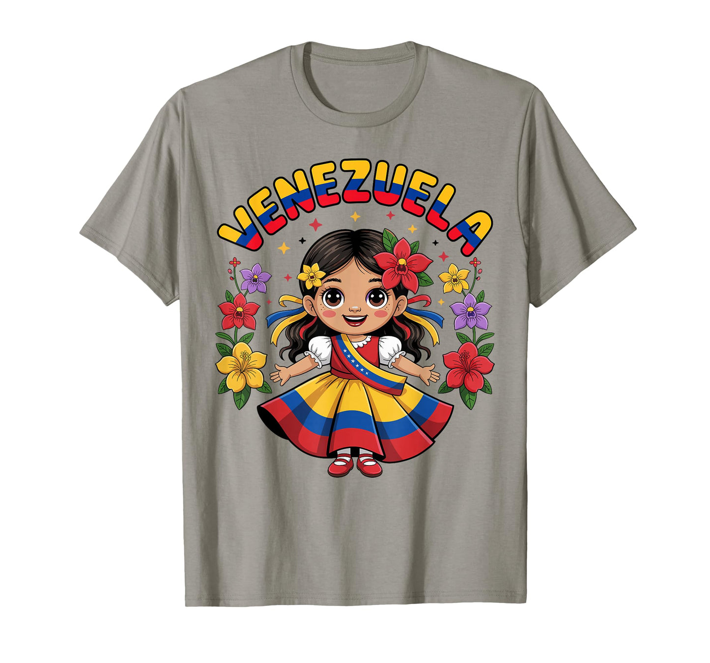 Cute Venezuela Girl Traditional Dress Colorful Art Kids T-Shirt