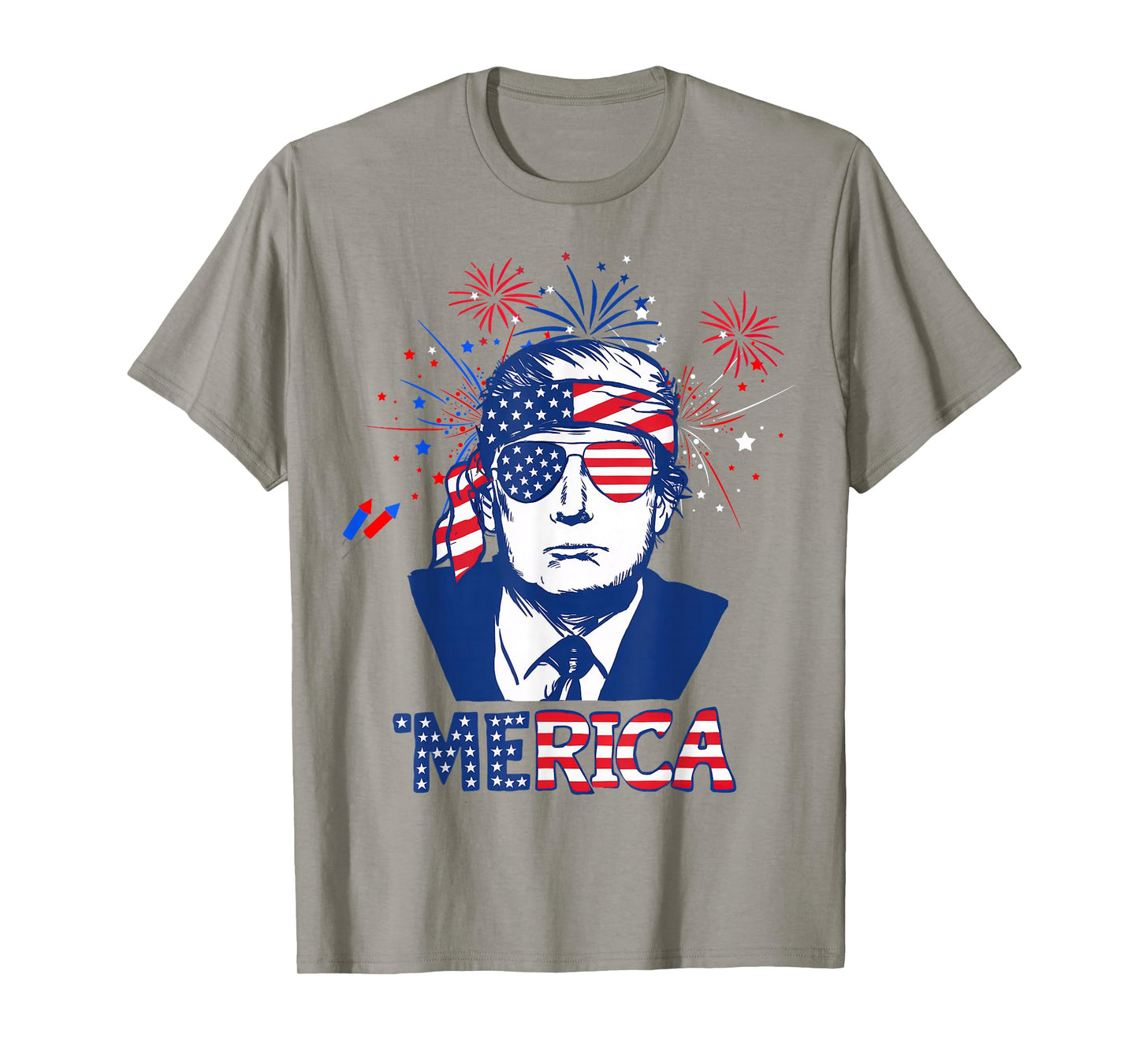 'MERICA TRUMP Happy 4th Of July Trump American Flag T-Shirt