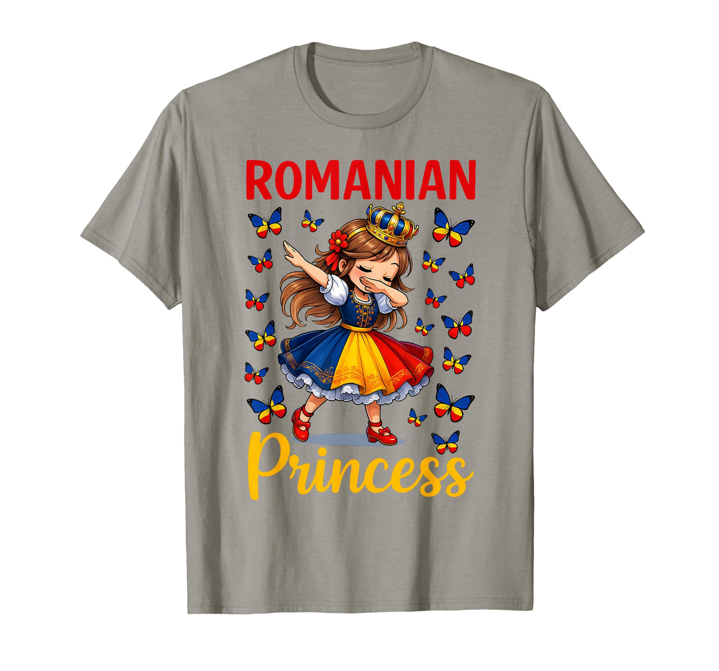 Romanian Princess Cute Girl Dabbing with Crown for Girls T-Shirt