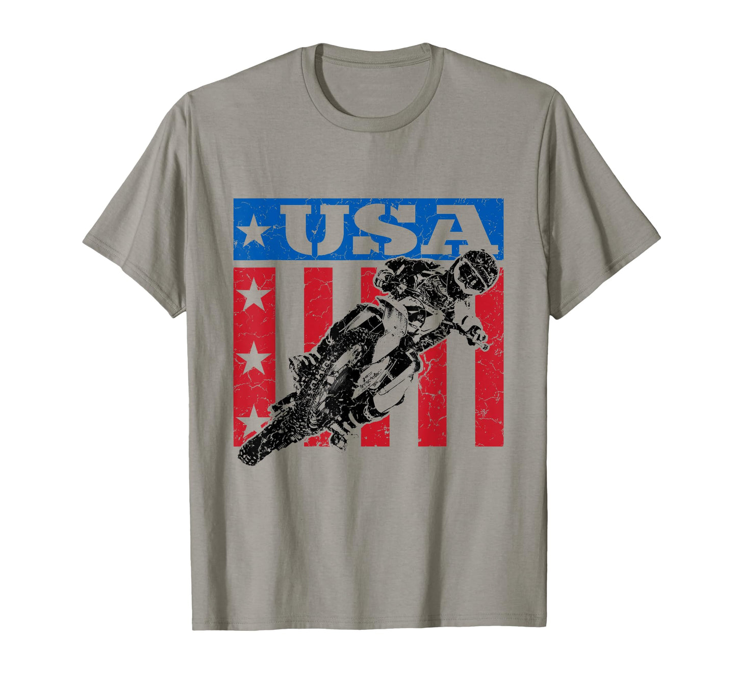 USA Dirt Bike 4th of July Motocross American Flag MX Racing T-Shirt