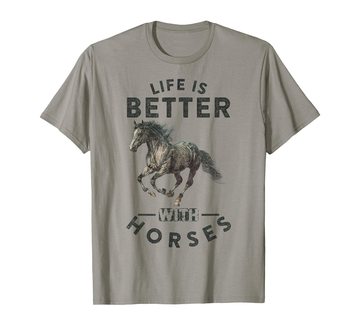 Vintage Life is Better with Horses Funny Horseback Riding T-Shirt