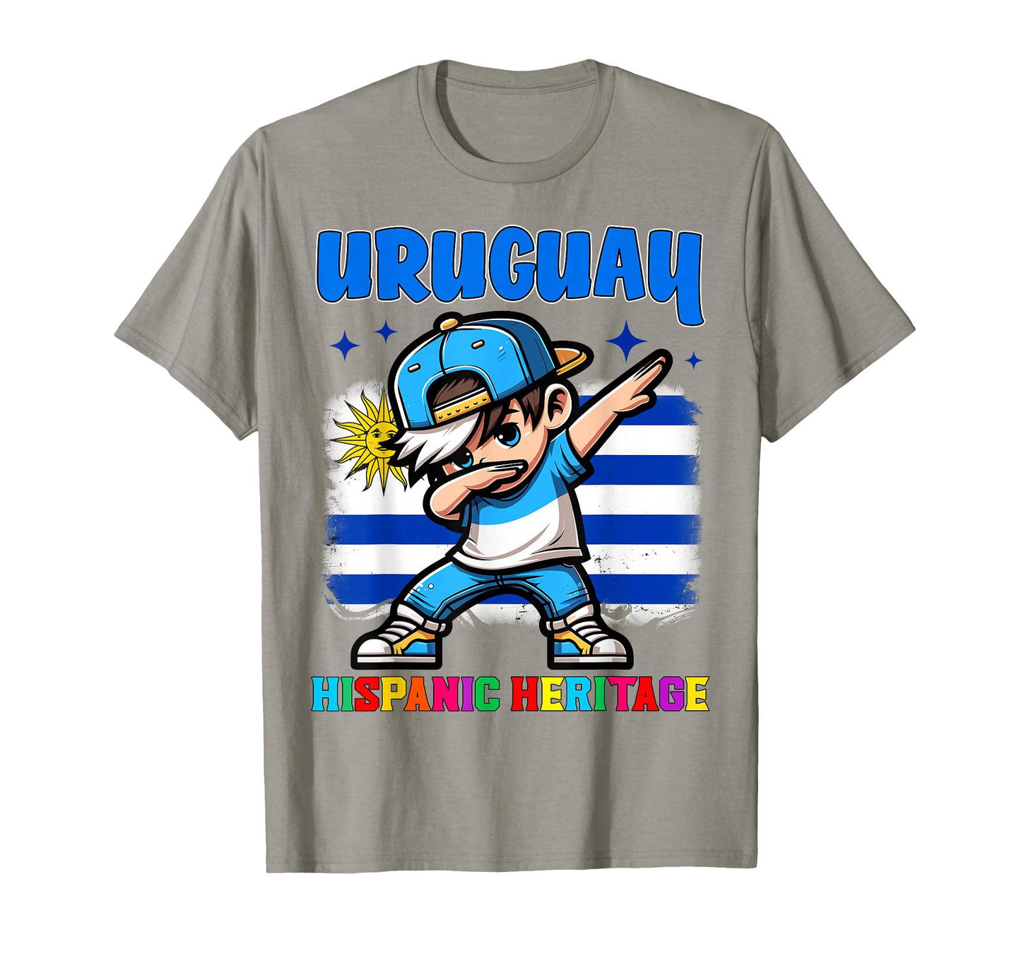 Uruguay Dabbing Kid Hispanic Heritage Celebration for Kids T-Shirt