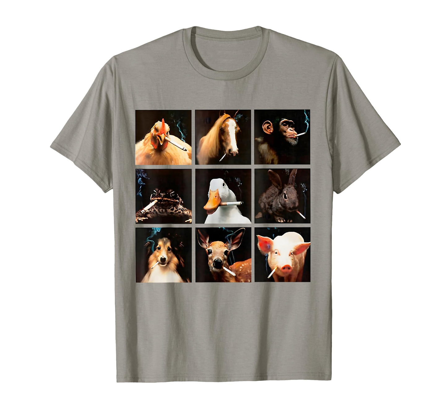 Funny Animals Smoking Mens Women Cute Cat Dog Duck Meme T-Shirt
