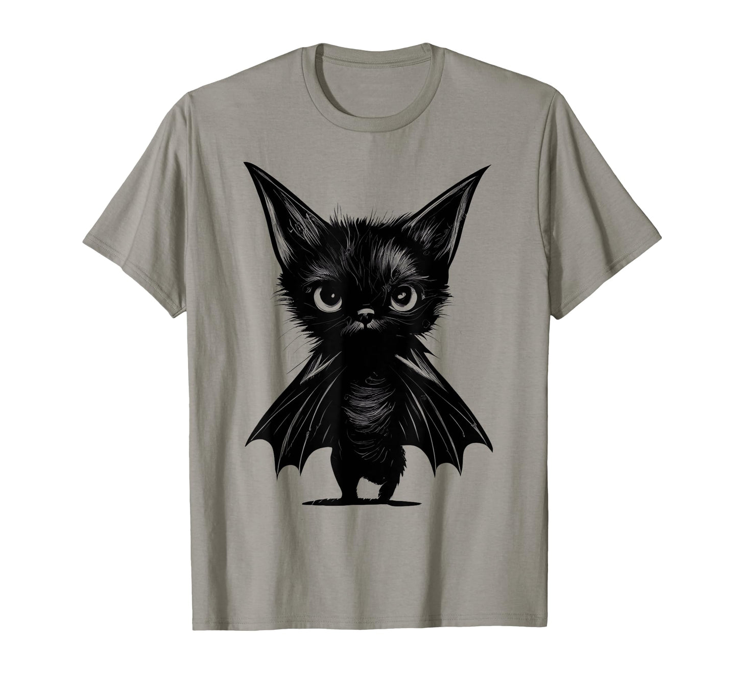 Halloween Grumpy Black Kitten in Bat Costume T-Shirt
