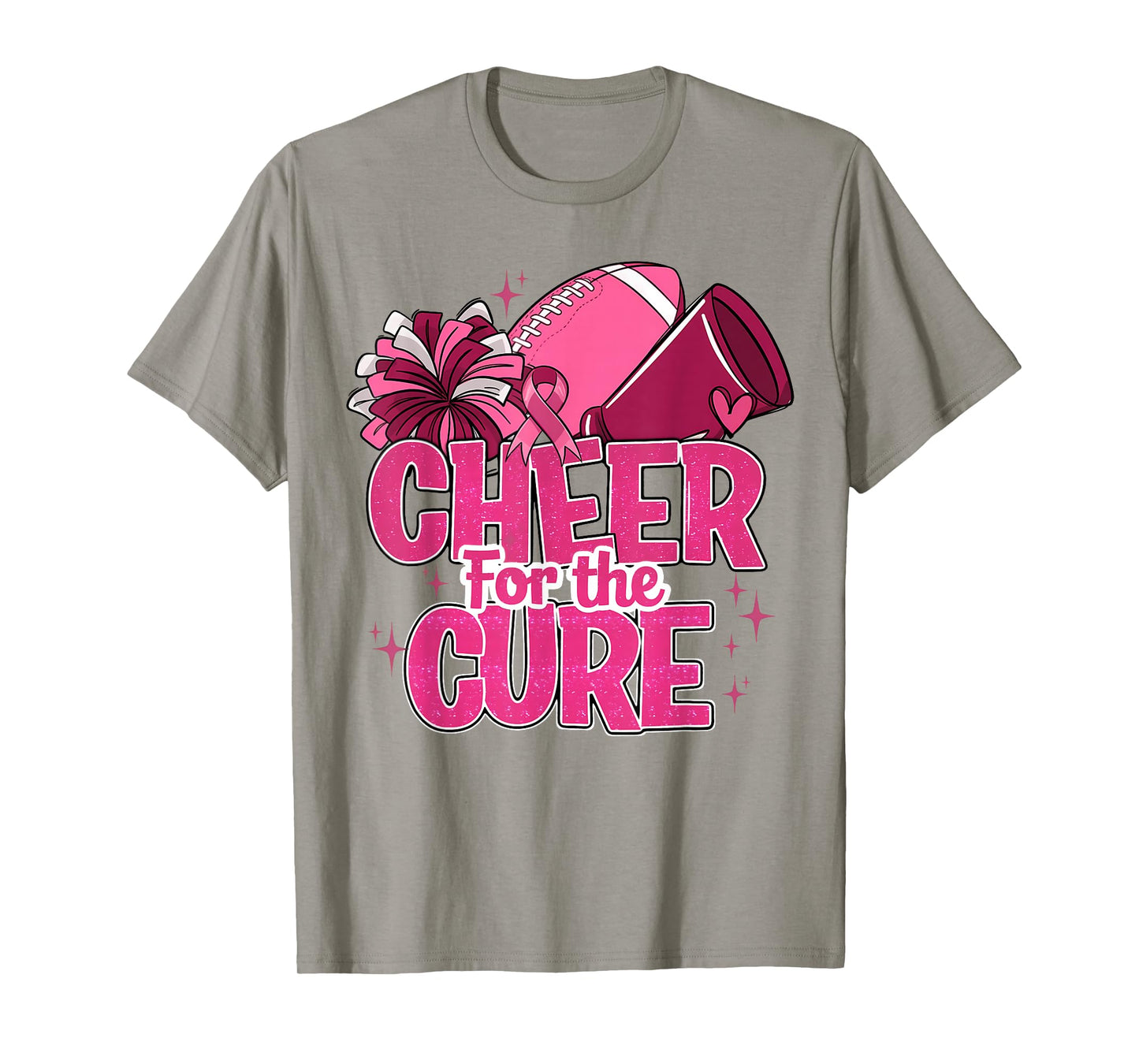 Cheer For The Cure Breast Cancer Awareness Pink Ribbon T-Shirt