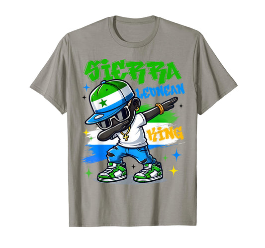 Sierra Leonean King dabbing Sierra Leone Flag Pride for Kids T-Shirt